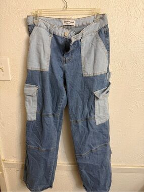 GOGO Two-Tone Blue Patch Cargo Jeans